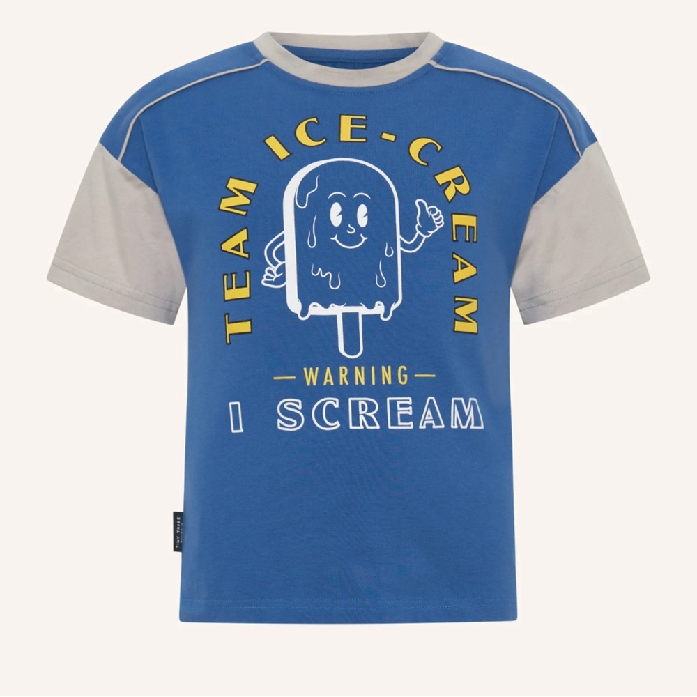 TINY TRIBE TEAM I SCREAM ELECTRIC BLUE GRAPHIC TEE SHIRT‎ SIZE 5